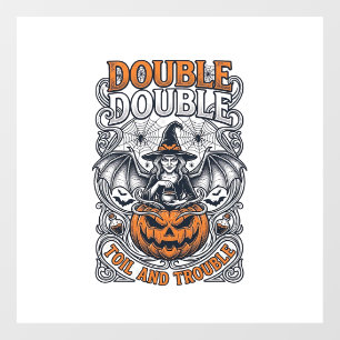 Double Toil Trouble Witch Pumpkin Halloween Cobweb