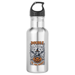 Double Toil Trouble Witch Pumpkin Halloween Cobweb 532 Ml Water Bottle