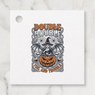 Double Toil Trouble Witch Pumpkin Halloween Cobweb Favour Tags