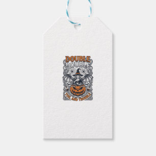 Double Toil Trouble Witch Pumpkin Halloween Cobweb Gift Tags