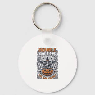 Double Toil Trouble Witch Pumpkin Halloween Cobweb Key Ring