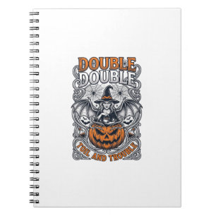 Double Toil Trouble Witch Pumpkin Halloween Cobweb Notebook