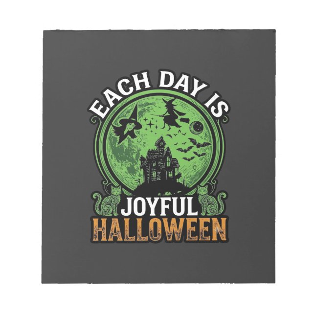 Double Toil Trouble Witch Pumpkin Halloween Cobweb Notepad (Front)