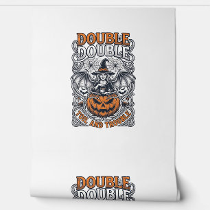 Double Toil Trouble Witch Pumpkin Halloween Cobweb Wallpaper