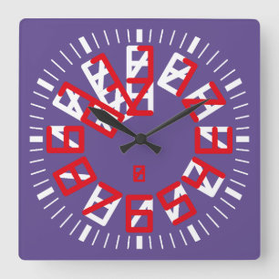 Double Triangle Numbers by Masanser Pixelat Square Wall Clock
