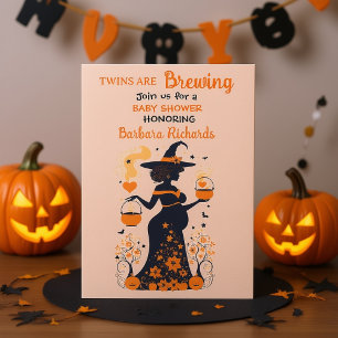 Double Trouble Brew - A Twin Halloween Baby Shower Invitation