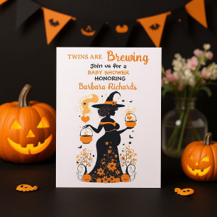 Double Trouble Brew - A Twin Halloween Baby Shower Invitation