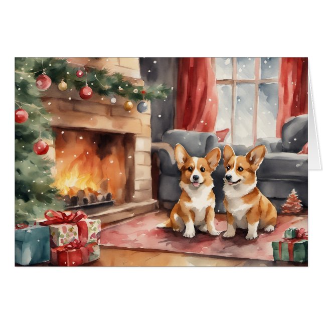 Double Trouble Corgi Dog Christmas (Front Horizontal)