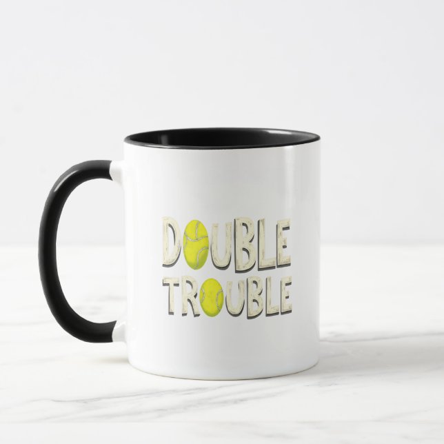 Double Trouble Funny Tennis Balls Mug (Left)
