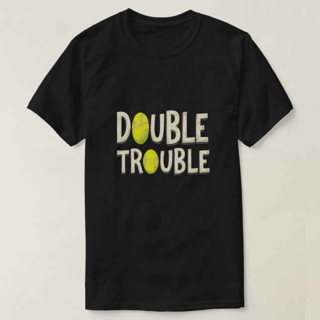 Double Trouble Funny Tennis Balls T-Shirt (Design Front)