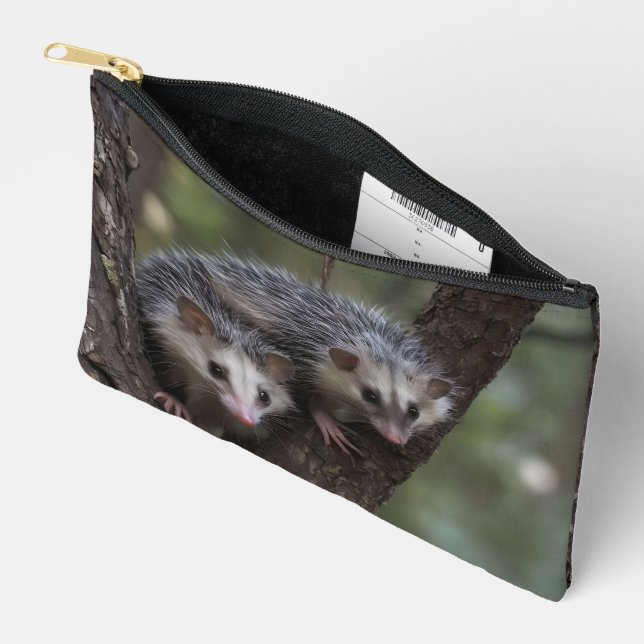 Double Trouble in the Canopy: Twin Possums Accessory Pouch (Open)