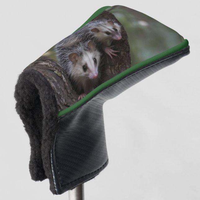 Double Trouble in the Canopy: Twin Possums Golf Head Cover (3/4 Front)