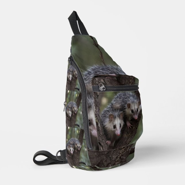 Double Trouble in the Canopy: Twin Possums Sling Bag (Left Corner)
