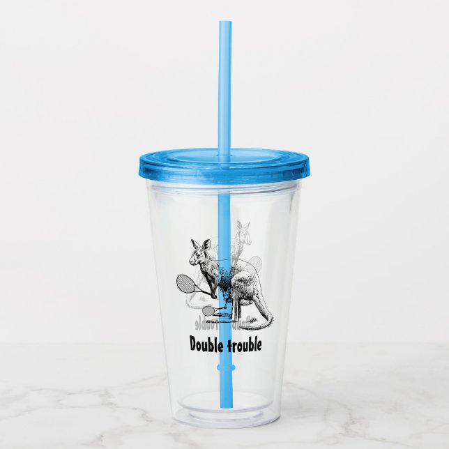 Double Trouble Kangaroo Tennis Acrylic Tumbler (Front)