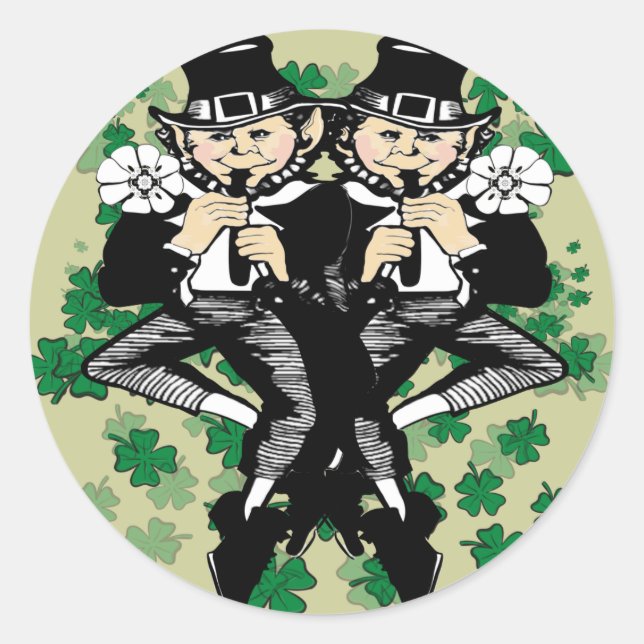 Double Trouble Lucky Irish Twins Classic Round Sticker (Front)