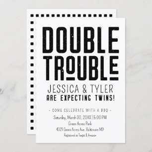 Double Trouble Twin Baby Shower Invitation