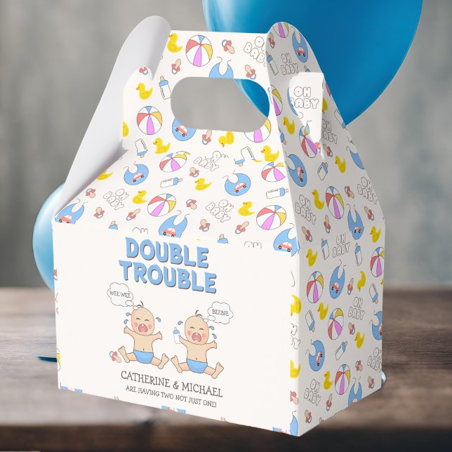 Double Trouble Twin Boys Baby Shower Favour Box (Creator Uploaded)