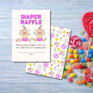 Double Trouble Twin Girls Baby Shower Enclosure Card