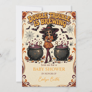 Double Trouble Twin Girls Spooky Baby Shower Invitation