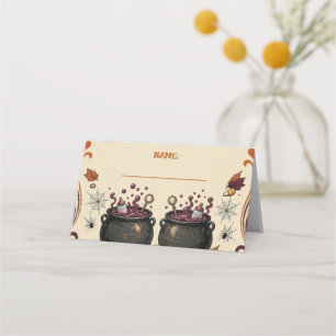 Double Trouble Twin Girls Spooky Baby Shower Place Card