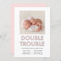Double Trouble Twins Baby Announcement