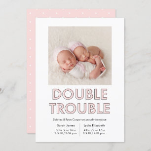 Double Trouble Twins Baby Announcement