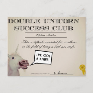 Double Unicorn Success Club Postcard