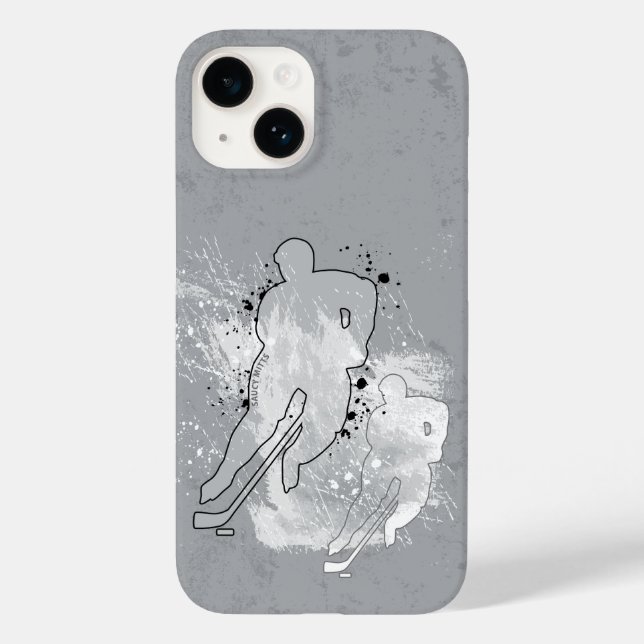 Double Vision Hockey Player Grey Case-Mate iPhone Case (Back)