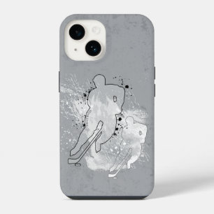 Double Vision Hockey Player Grey iPhone 14 Case