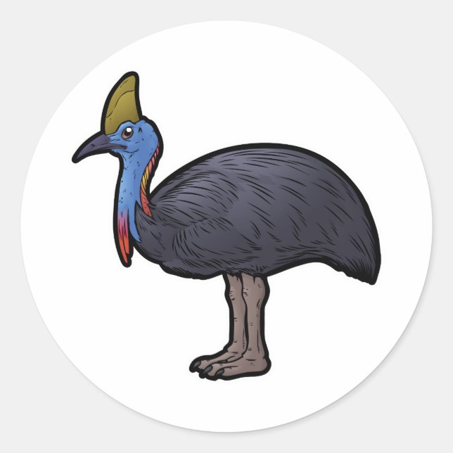 Double Wattled Cassowary Classic Round Sticker (Front)