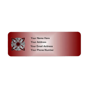 Double Wedding Ring or Celtic Knot Pattern Red Return Address Label