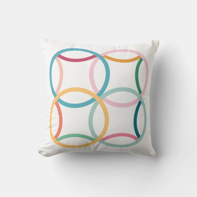 Double Wedding Ring Throw Pillow | Barn Quilt (Front)