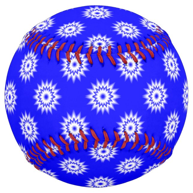 Double White Star w/Blue Softball (Front)