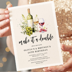 Double Wine Joint Birthday Party Invitation