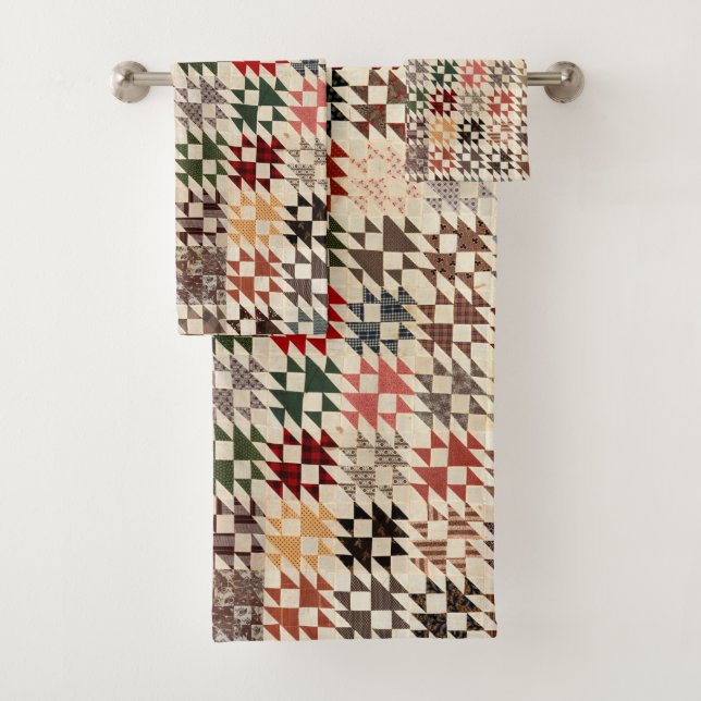 Double X quilt Bath Towel Set (Insitu)