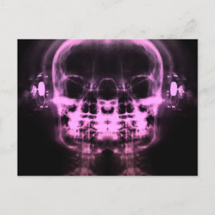 Double X-Ray Skulls with Headphones - Pink Postcard