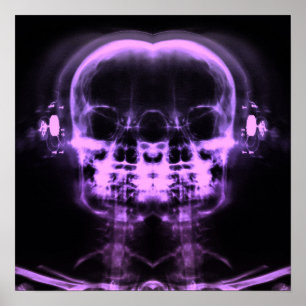 Double X-Ray Skulls with Headphones - Purple Poster
