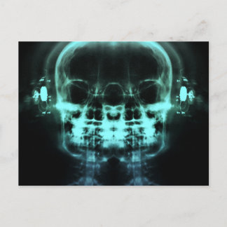 Double X-Ray Skulls with Headphones - Teal Postcard