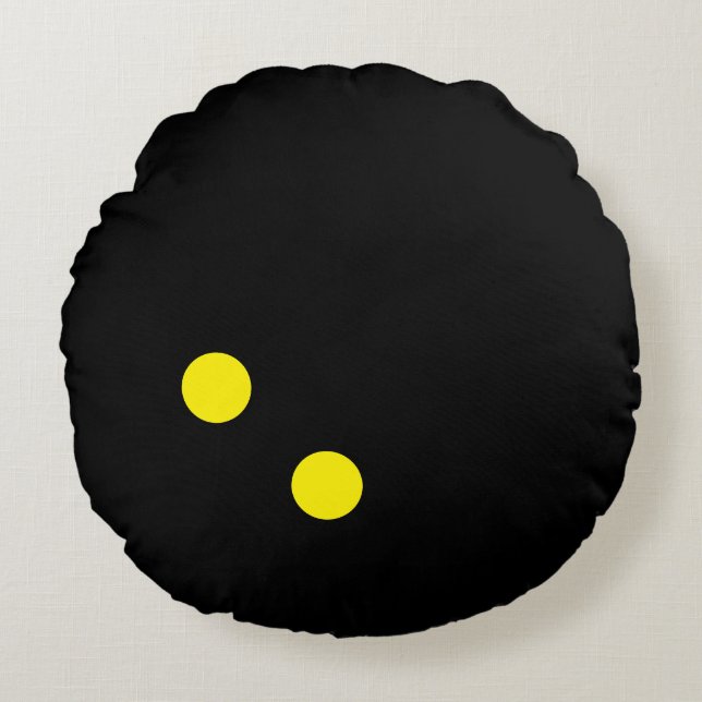 Double yellow dot squash ball throw pillow (Front)