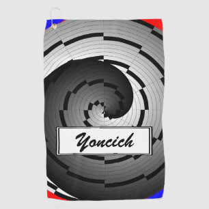 Double Yin Yang Spiral by Kenneth Yoncich Golf Towel