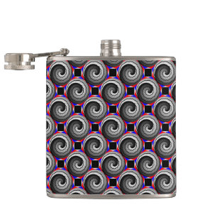 Double Yin Yang Spiral by Kenneth Yoncich Hip Flask