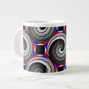 Double Yin Yang Spiral by Kenneth Yoncich Large Coffee Mug