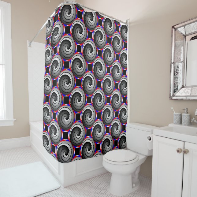Double Yin Yang Spiral by Kenneth Yoncich Shower Curtain (In Situ)