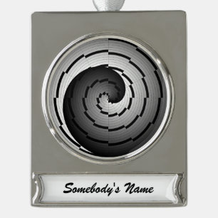 Double Yin Yang Spiral by Kenneth Yoncich Silver Plated Banner Ornament
