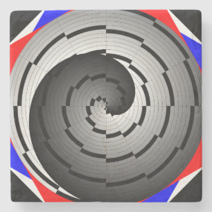 Double Yin Yang Spiral by Kenneth Yoncich Stone Coaster