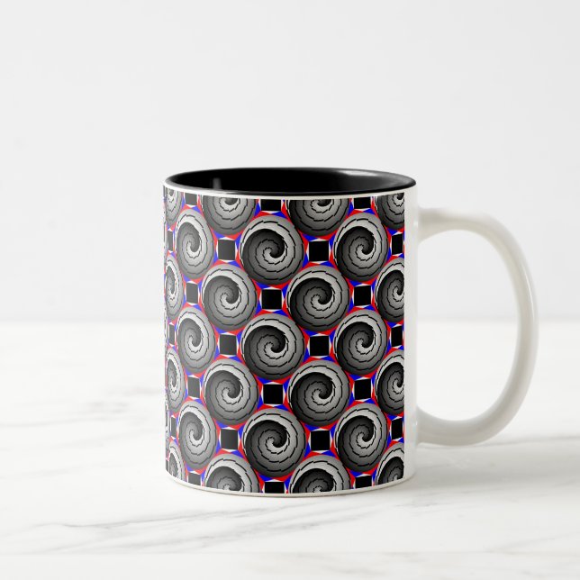 Double Yin Yang Spiral by Kenneth Yoncich Two-Tone Coffee Mug (Right)