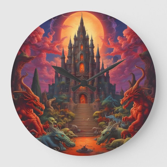 Double Your Dragon Fantasy Final Large Clock (Front)