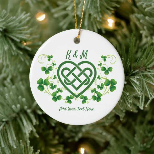 Doubled Sided Personalized Irish Celtic Love Knot Ceramic Ornament (Tree)