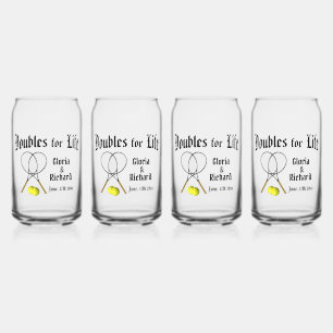 Doubles for  Life Tennis Wedding Can Glass