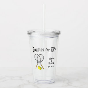 Doubles for Life Tennis Wedding Coaster Acrylic Tumbler